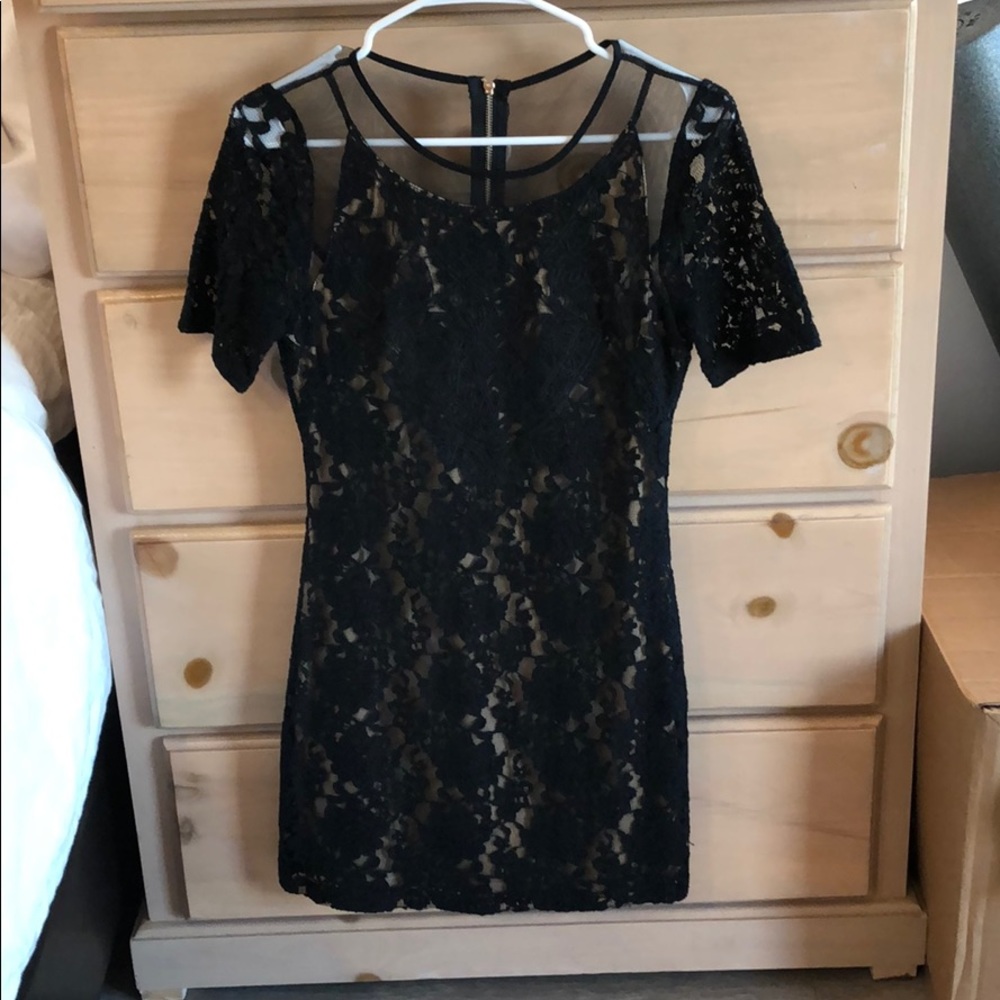 Black and Nude Lace Dress